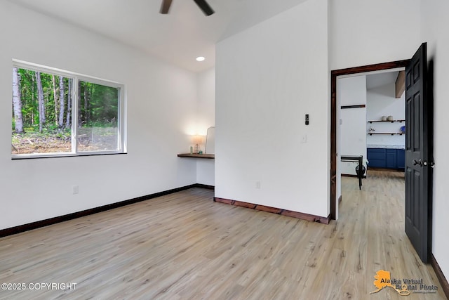 3528 S Mills Ct, Big Lake, AK 99623 - unfurnished room featuring a ceiling fan, light wood-style floors, and recessed lighting