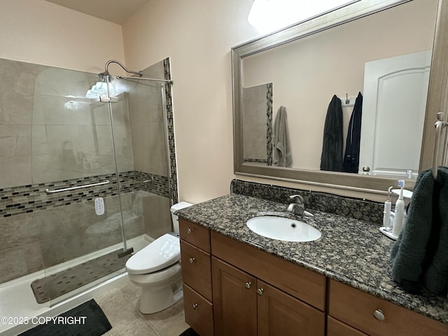 19343 Alma Ave, Chugiak, AK 99567 - full bath with a stall shower, vanity, and tile patterned flooring