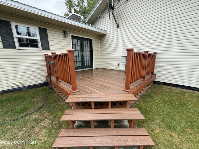 39740 Billikin St, Sterling, AK 99672 - wooden deck with french doors and a lawn