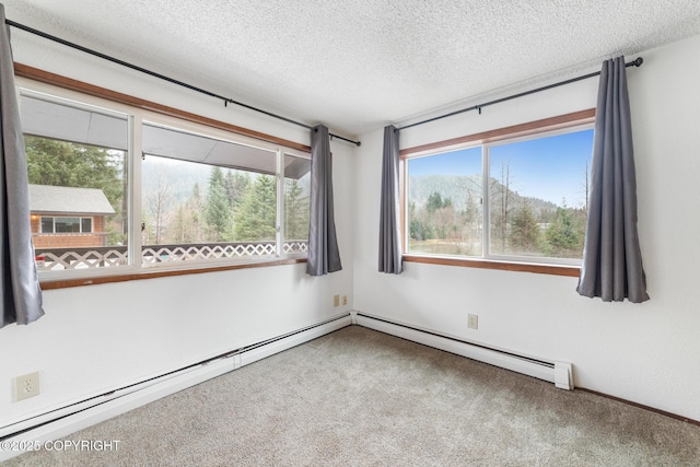 8764 Trinity Dr, Juneau, AK 99801 - carpeted empty room featuring a textured ceiling and baseboard heating
