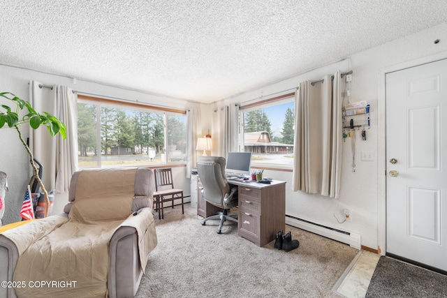 8764 Trinity Dr, Juneau, AK 99801 - office area with a baseboard radiator and a textured ceiling