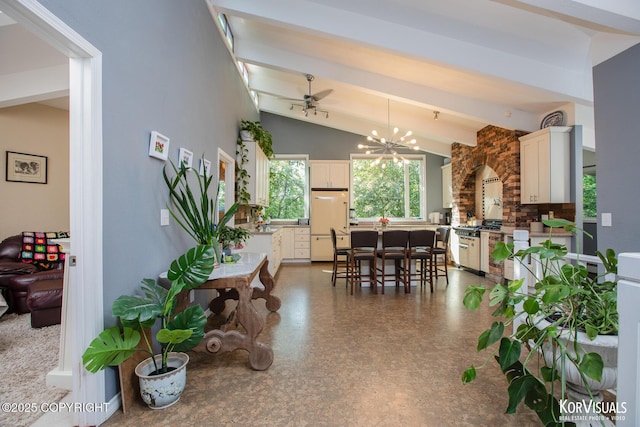 4450 Trapline Dr, Anchorage, AK 99516 - dining space with a chandelier and ceiling fan