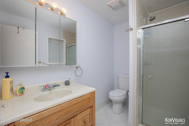4450 Trapline Dr, Anchorage, AK 99516 - bathroom with vanity, a shower with door, and tile patterned floors