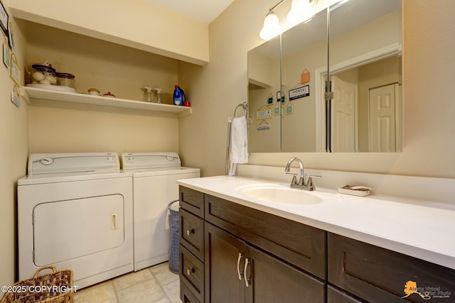 1124 Fred Cir, Anchorage, AK 99515 - bathroom featuring washing machine and dryer and vanity