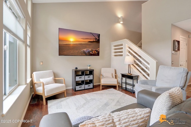 12231 Johns Rd # 2, Anchorage, AK 99515 - living area with stairway and wood finished floors