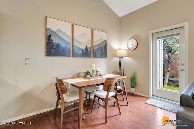 12231 Johns Rd # 2, Anchorage, AK 99515 - dining area featuring vaulted ceiling and wood finished floors
