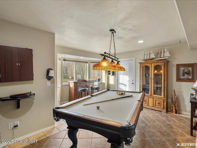 3872 N Charley Dr, Wasilla, AK 99654 - recreation room featuring tile patterned floors, billiards, recessed lighting, and a textured ceiling