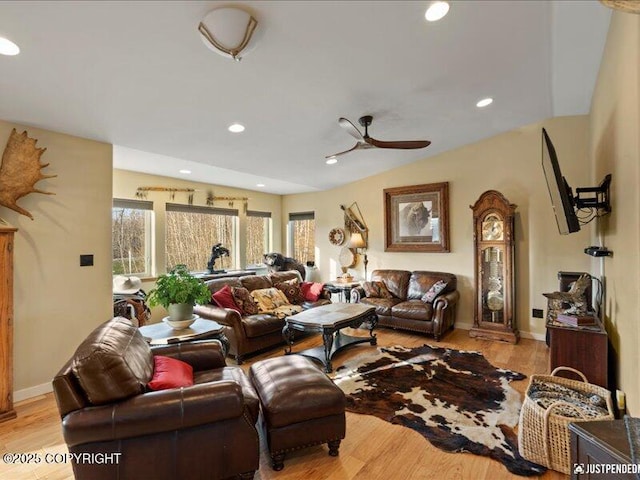 3872 N Charley Dr, Wasilla, AK 99654 - living area with a ceiling fan, light wood finished floors, and recessed lighting