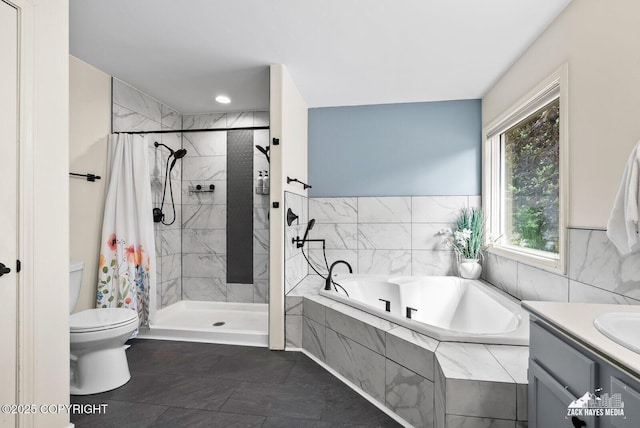 250 Botanical Cir, Anchorage, AK 99515 - full bathroom with a garden tub, a stall shower, and vanity