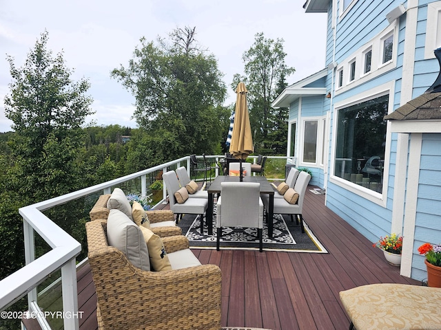 1240 Chinook Dr, Kenai, AK 99611 - wooden terrace with outdoor dining space