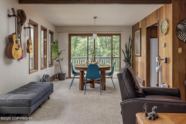 11851 Nebesna Dr, Anchorage, AK 99507 - carpeted dining area with wooden walls