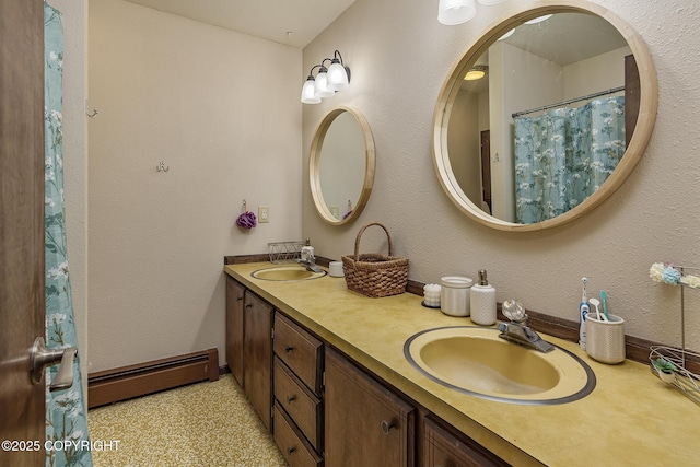 11851 Nebesna Dr, Anchorage, AK 99507 - full bathroom with a baseboard radiator and double vanity
