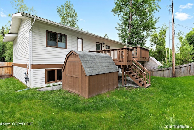 6922 Cutty Sark St, Anchorage, AK 99502 - back of house with a deck, stairway, and a shed