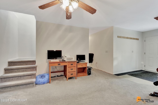 11929 W Wasey Cir, Houston, AK 99623 - carpeted home office with ceiling fan and baseboards