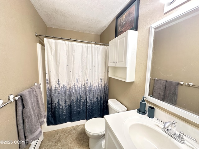 108 S Leibrock St, Soldotna, AK 99669 - full bathroom with vanity, a textured ceiling, and a shower with shower curtain