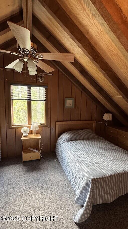 34655 Sockeye Ln, Sterling, AK 99672 - bedroom with wooden walls and carpet flooring