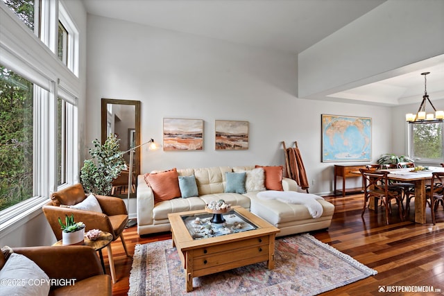 15250 Evergreen Ridge St, Anchorage, AK 99516 - living area featuring wood-type flooring and a chandelier