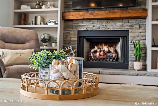 15250 Evergreen Ridge St, Anchorage, AK 99516 - living area featuring a stone fireplace