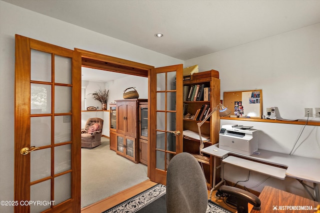 3217 Purdue St, Anchorage, AK 99508 - office space with french doors, wood finished floors, and recessed lighting