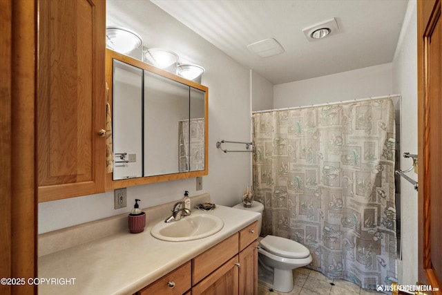 3217 Purdue St, Anchorage, AK 99508 - full bathroom featuring vanity, tile patterned floors, and curtained shower
