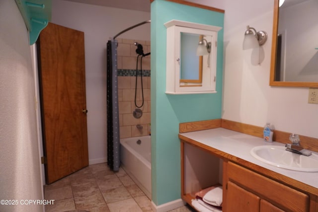 2600 Birch St, Seward, AK 99664 - full bathroom featuring vanity and shower / bath combo with shower curtain