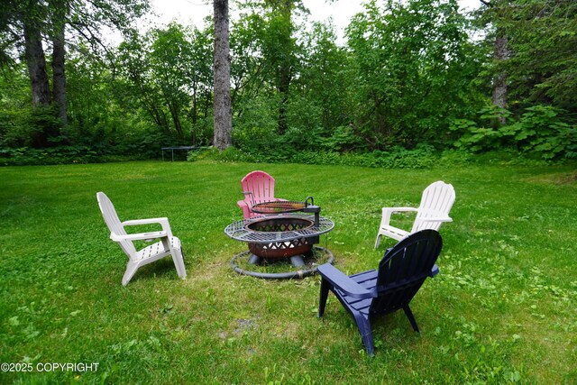 2600 Birch St, Seward, AK 99664 - view of grassy yard with an outdoor fire pit