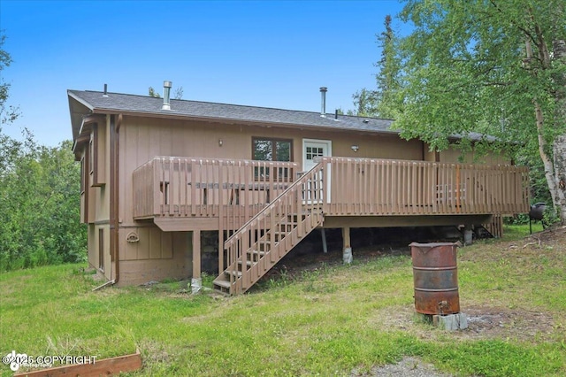 840 N Voss Cir, Wasilla, AK 99623 - rear view of house featuring stairway and a wooden deck