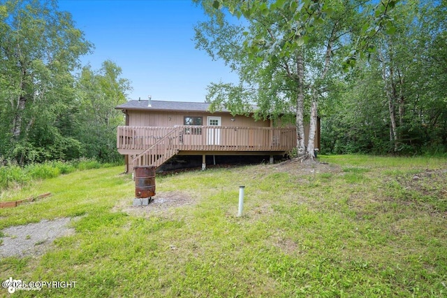 840 N Voss Cir, Wasilla, AK 99623 - rear view of property with a deck and stairs