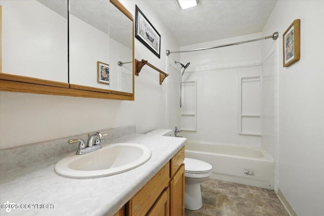 840 N Voss Cir, Wasilla, AK 99623 - full bathroom with vanity, bathing tub / shower combination, and a textured ceiling