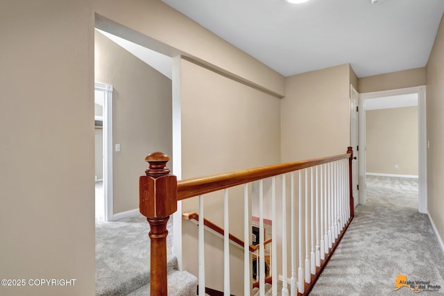 9601 Carlson Rd, Anchorage, AK 99507 - corridor with carpet and an upstairs landing