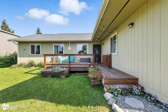 196 W Fairview Ave, Homer, AK 99603 - back of house featuring a wooden deck, a yard, and a shingled roof