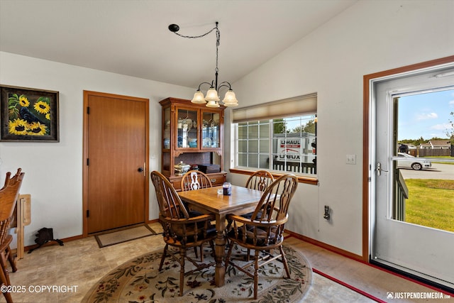13693 E Guernsey Ln, Palmer, AK 99645 - dining space with vaulted ceiling and a chandelier