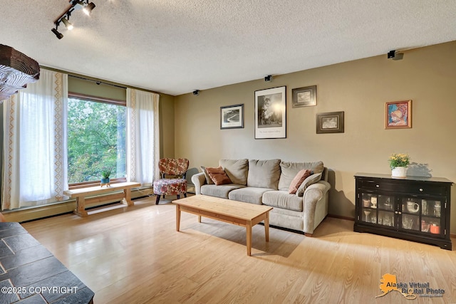 4023 Apollo Dr, Anchorage, AK 99504 - living room with a textured ceiling, wood finished floors, and track lighting