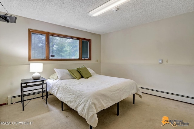 4023 Apollo Dr, Anchorage, AK 99504 - bedroom with a baseboard radiator, carpet, and a textured ceiling