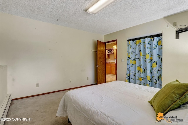 4023 Apollo Dr, Anchorage, AK 99504 - bedroom with a baseboard heating unit, carpet floors, and a textured ceiling