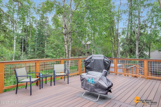 4023 Apollo Dr, Anchorage, AK 99504 - wooden deck featuring a grill