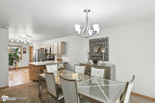 6712 Lunar Dr # K2, Anchorage, AK 99504 - dining space with a chandelier and light carpet
