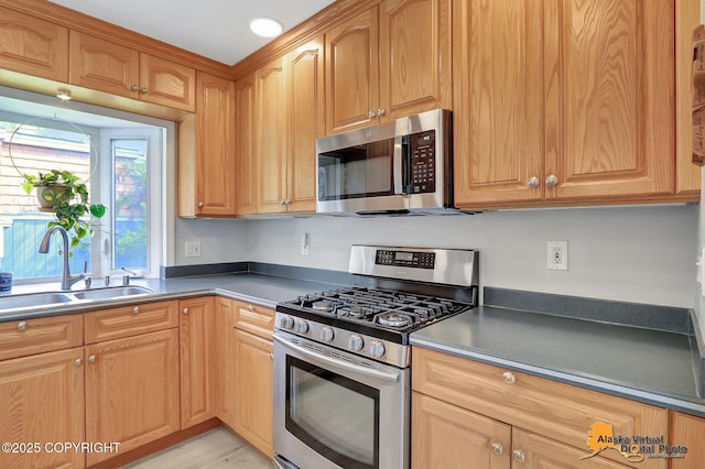 8461 Greenhill Way, Anchorage, AK 99502 - kitchen with stainless steel appliances and dark countertops