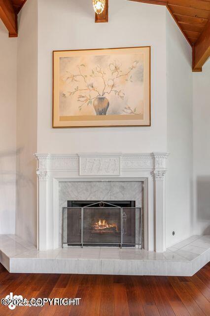 2107 Sorbus Way, Anchorage, AK 99508 - detailed view of a tile fireplace and wood finished floors