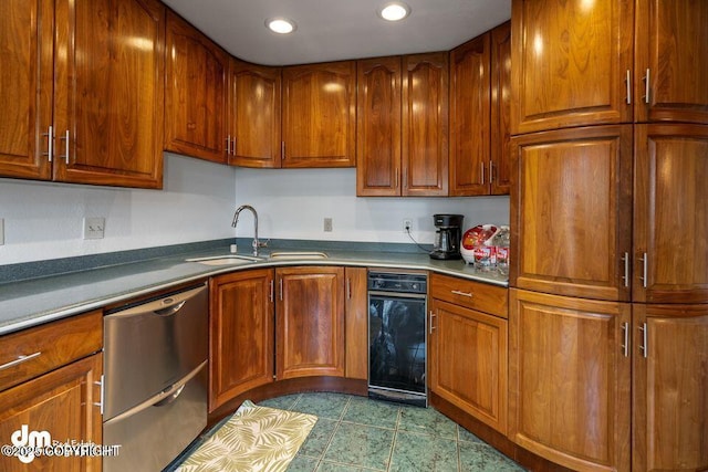 2107 Sorbus Way, Anchorage, AK 99508 - kitchen featuring dishwasher, brown cabinetry, and recessed lighting