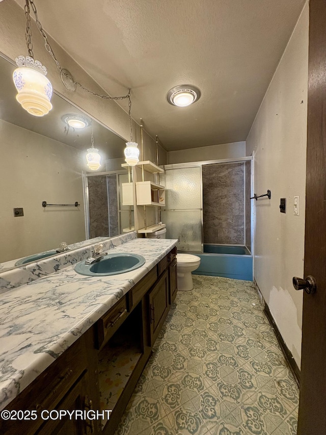 8204 E 17th Ave, Anchorage, AK 99504 - full bathroom with vanity, shower / bath combination, and a textured ceiling