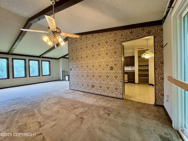 8204 E 17th Ave, Anchorage, AK 99504 - empty room featuring a textured ceiling, carpet floors, and ceiling fan