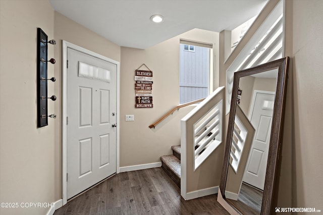 369 Breeze Ct # 13, Anchorage, AK 99515 - foyer featuring dark wood finished floors and stairway