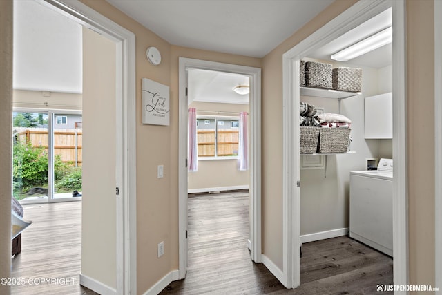 369 Breeze Ct # 13, Anchorage, AK 99515 - hall with washer / dryer and wood finished floors