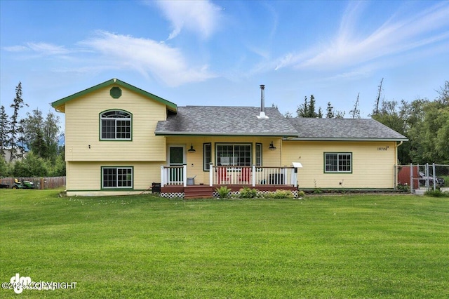 16720 E Maud Rd, Palmer, AK 99645 - split level home featuring roof with shingles and a wooden deck