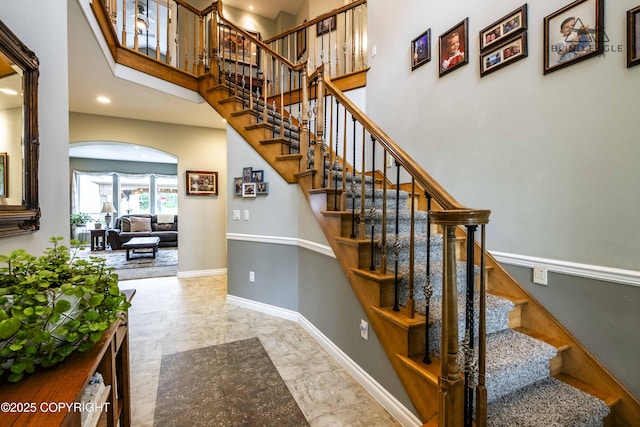 17237 E Smith Rd, Palmer, AK 99645 - stairway with a high ceiling and recessed lighting
