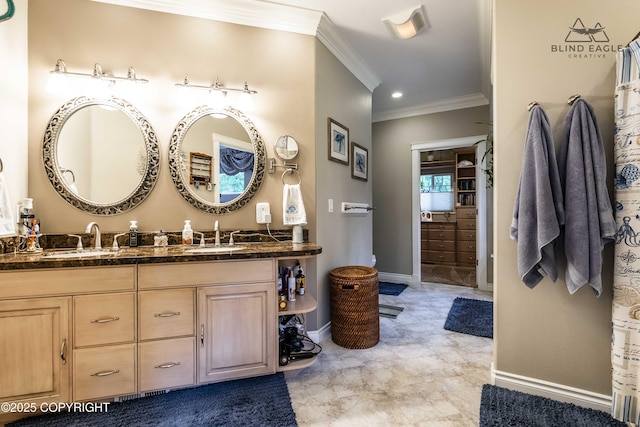 17237 E Smith Rd, Palmer, AK 99645 - full bath with crown molding and double vanity