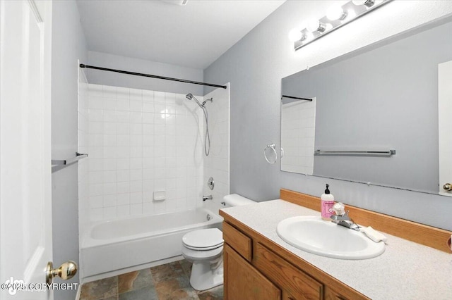 7851 Alpine View Cir, Anchorage, AK 99507 - bathroom featuring vanity, shower / tub combination, and stone finish floors