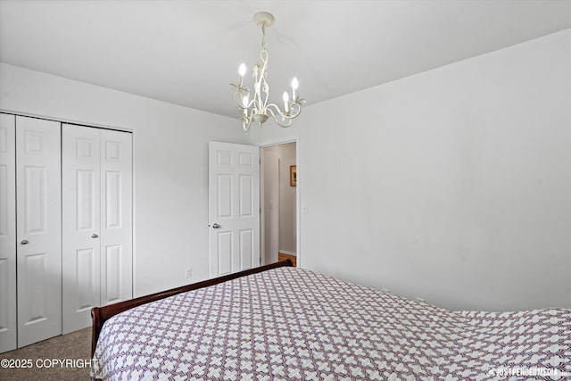 9166 Eagle River Ln, Eagle River, AK 99577 - unfurnished bedroom with carpet, a chandelier, and a closet