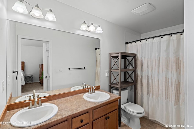 9166 Eagle River Ln, Eagle River, AK 99577 - bathroom with double vanity and curtained shower